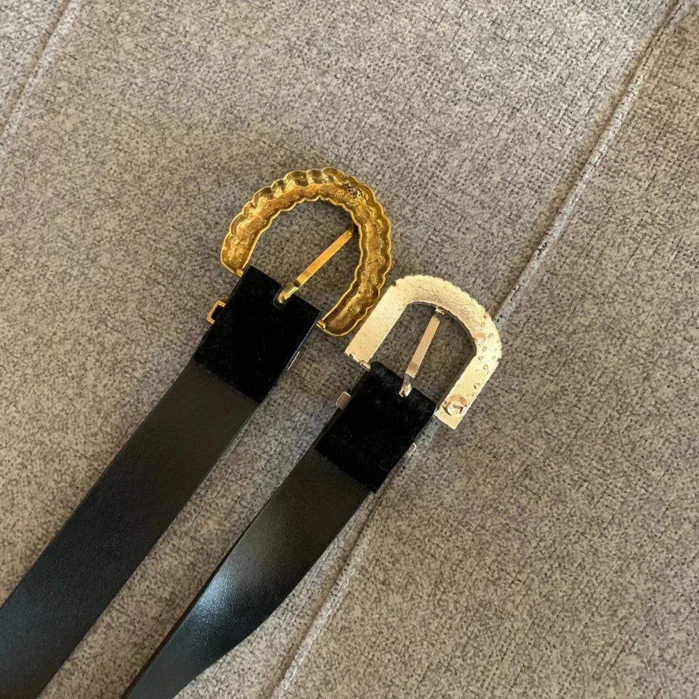 Zara black velvet gold/silver buckle belts bundle of 2 size S - Picture 3 of 8